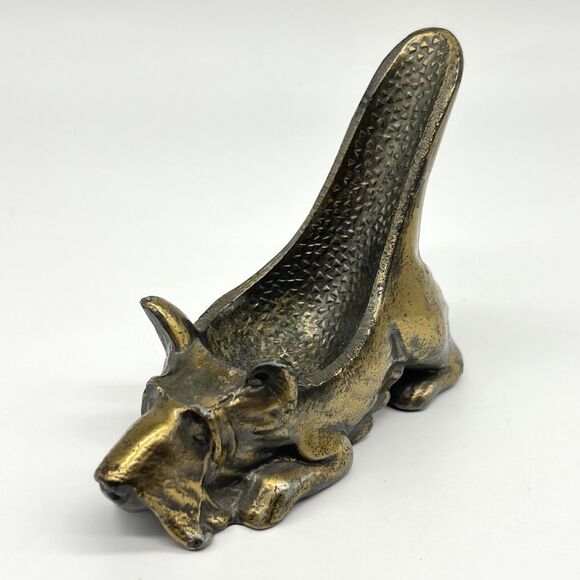 VTG Scottish Terrier Pipe Holder Stand Rest Scotty Dog Solid Metal Brass Tone - Picture 1 of 7
